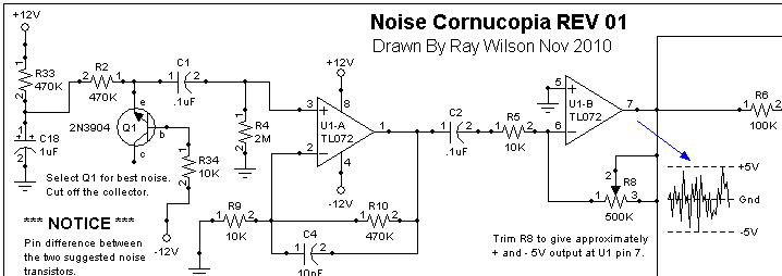 Section of schematic diagram for Noise Cornucopia Rev. 1.